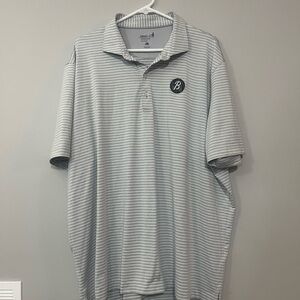 johnnie-O‎ Gray and White Striped Polo Shirt